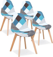 Set di 4 Cuscini in Legno e Tessuto - Blu - Completo di 1 Cuscino in Legno, 3 Cuscini in Tessuto