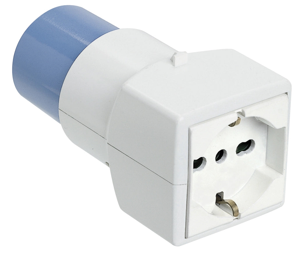 ADATTATORE INDUSTRIALE F. Spina 2P+T16A 220V CEE-P.Schuko 10/16A