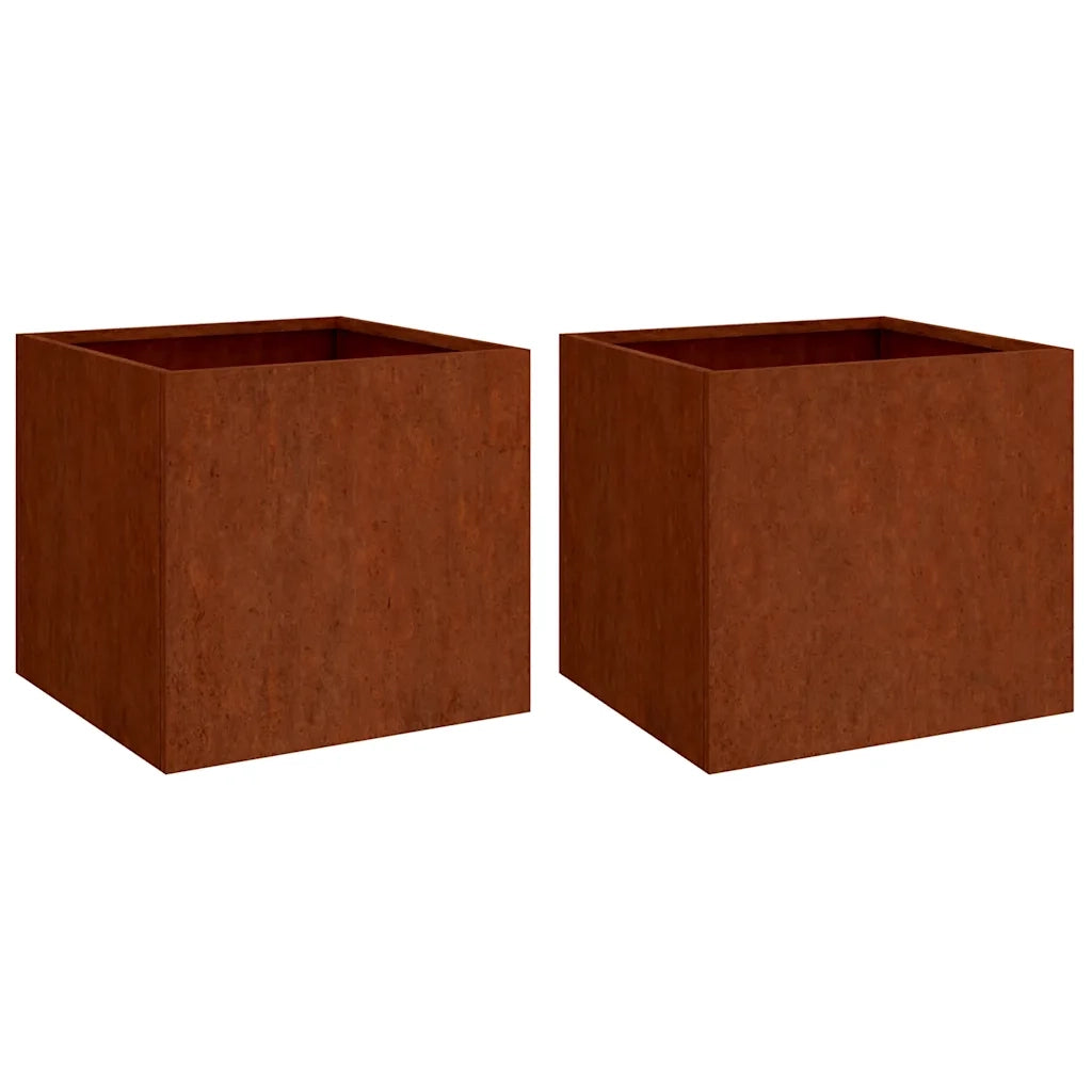 Fioriere 2 pz 49x47x46 cm Acciaio Corten 821552