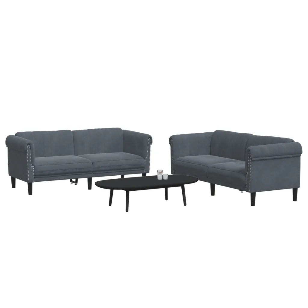 Set di Divani 2 pz Grigio Scuro in Velluto 3209220