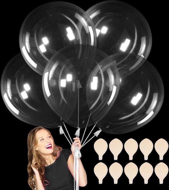 Gigantesco pallone da 90 cm - 10 pezzi, trasparente, lattice in diverse colori per matrimonio, compleanno, battesimo, laurea, Natale.