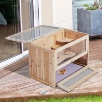 Pawhut Gabbia per Criceti e Piccoli Roditori in Legno di Abete 60x35x42cm