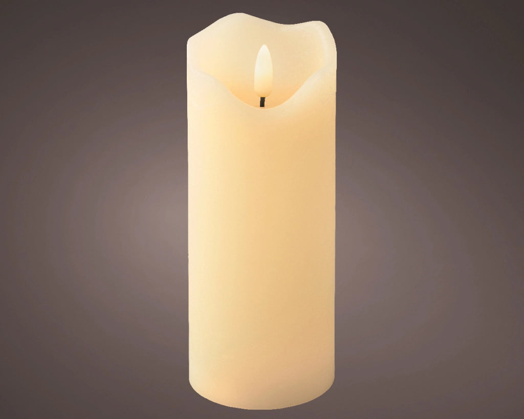 Candela LED ondulata in cera stabile sulla parte superiore H 17 x 7 cm