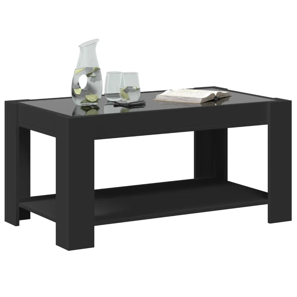 Tavolino Salotto con LED Nero 93x53x45 cm Legno Multistrato 847554
