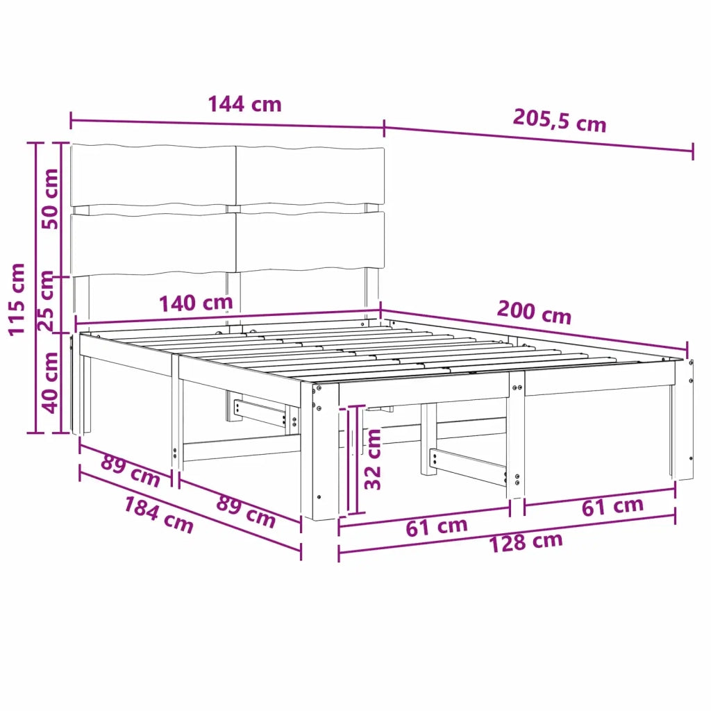 Letto matrimoniale con testiera ROSTOCK Bianco 140 x 200 cm 3405487