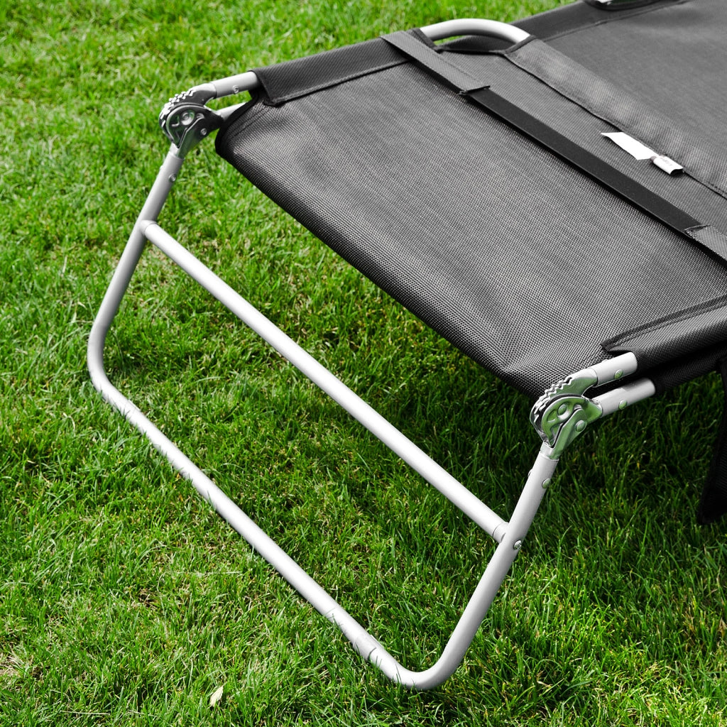 SoBuy Sdraio da Giardino Reclinabile Lettino Prendisole con Cuscino e Tasca Laterale Sedia Sdraio da Esterno per Patio Campeggio Spiaggia Sdraio Pieghevole da Giardino Nero 155x56x81cm OGS35-SCH