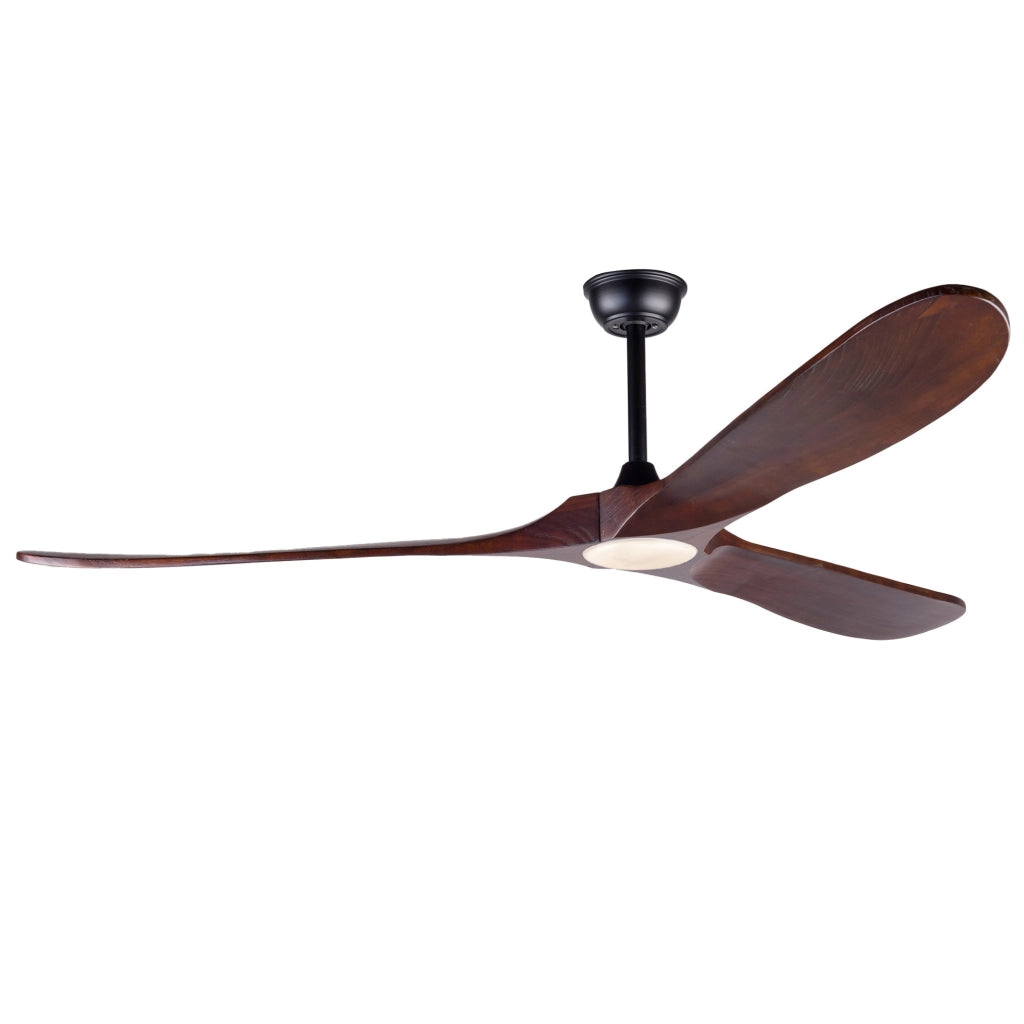Ventilatore da soffitto 176x176x30 cm nero e noce con LED regolabile –