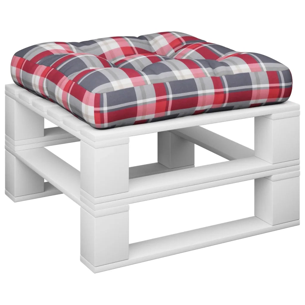 Cuscino per Pallet a Quadri Rossi 50x50x12 cm in Tessuto 360438