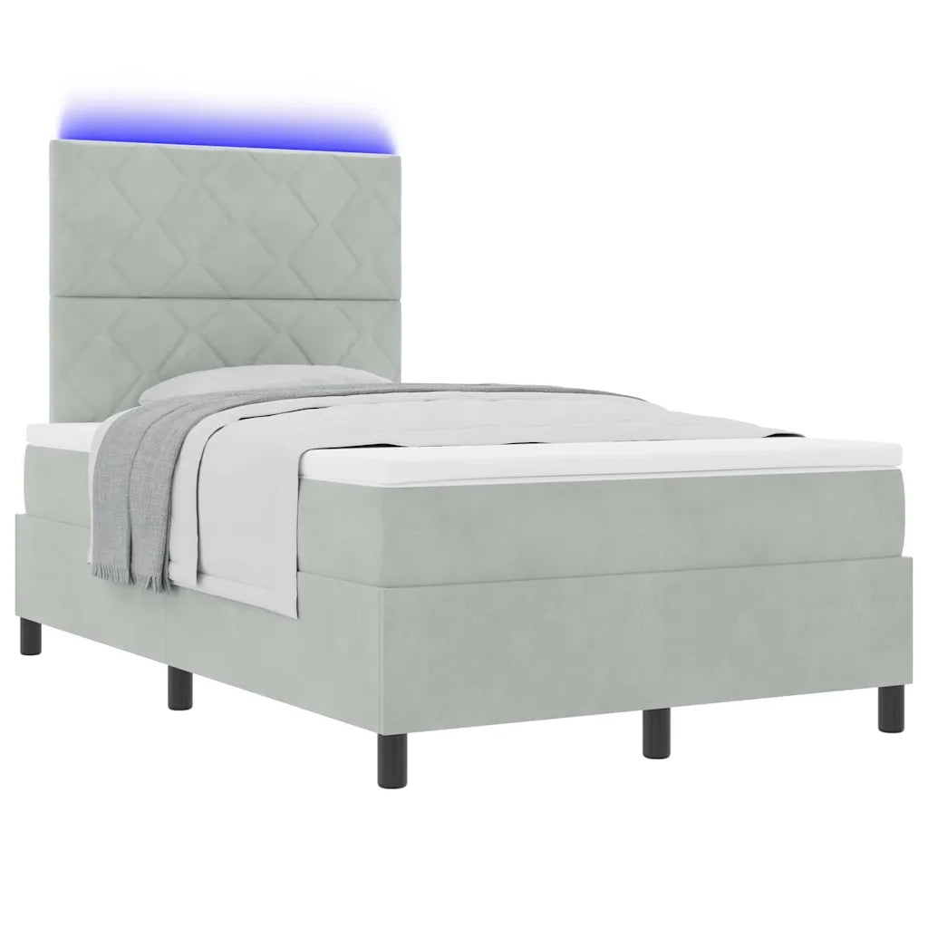 Letto a Sorgente LED Grigio chiaro 120 x 190 cm Tessuto 3343364