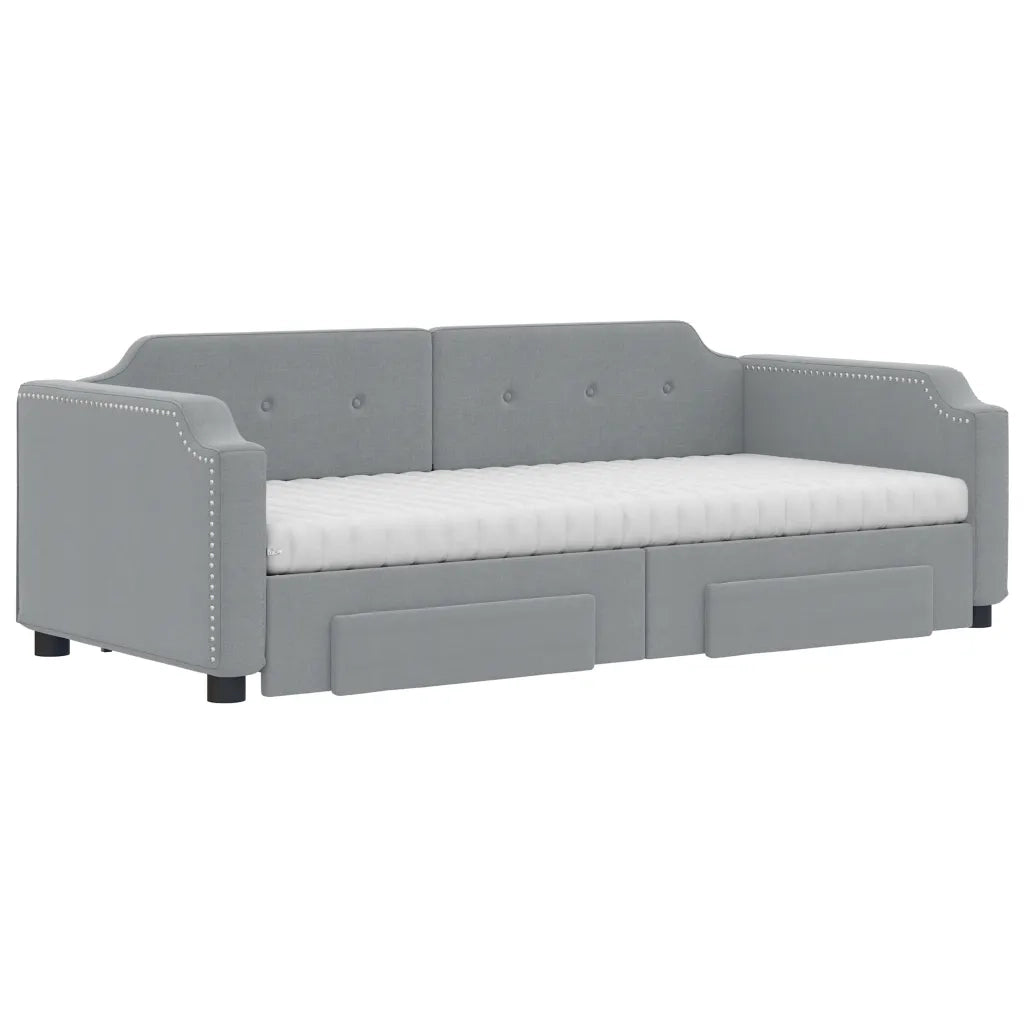 Divano Letto Estraibile Cassetti Grigio Chiaro 100x200 Tessuto 3197693