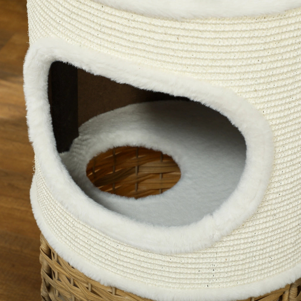 Torre per gatti 3 livelli con tiragraffi sisal ¨C zephmum ¨C crema 40x80 cm