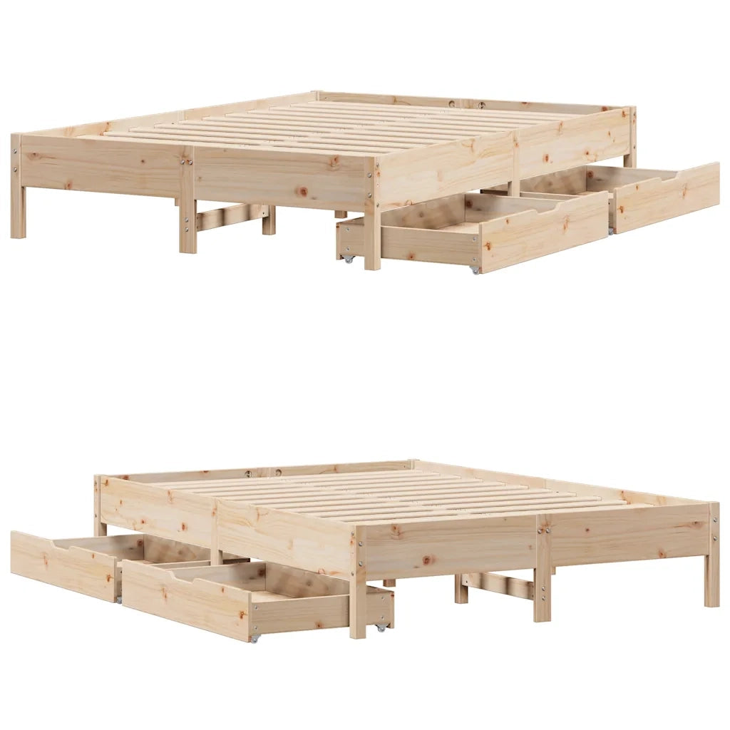 Letto matrimoniale | Letto per adulti | Letto senza Materasso 135x190 cm in Legno Massello di Pino