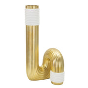 Vaso Bann Big bianco e oro in resina 15,3x30,5 cm