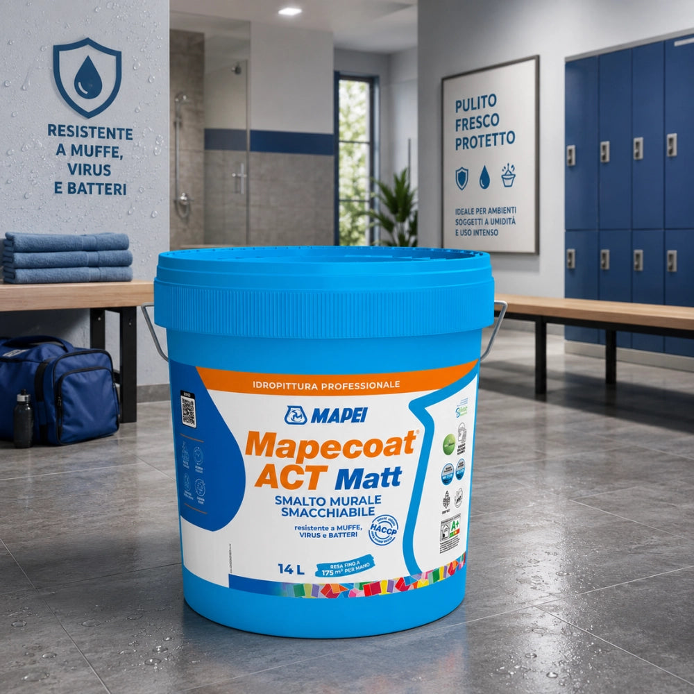 Mapei mapecoat act matt 14 l smalto murale interni smacchiabile anti muffa