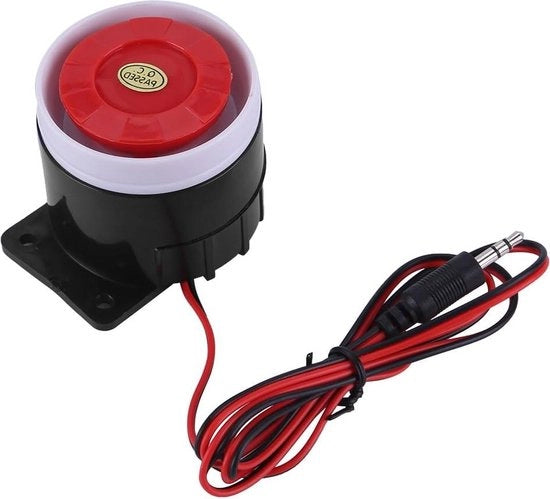 Alarme acustico mini 110 dB 12V con sistema di allarme cablato - suono intenso - fissaggio ad adesivo o viti.