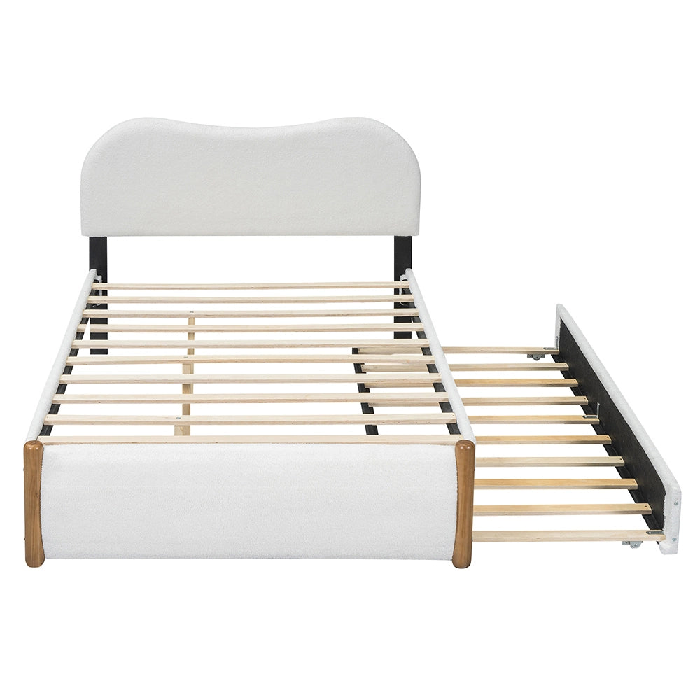 Letto a castello per bambini - Xylo - 140x200 cm - Bianco - Capitonato con letto estraibile