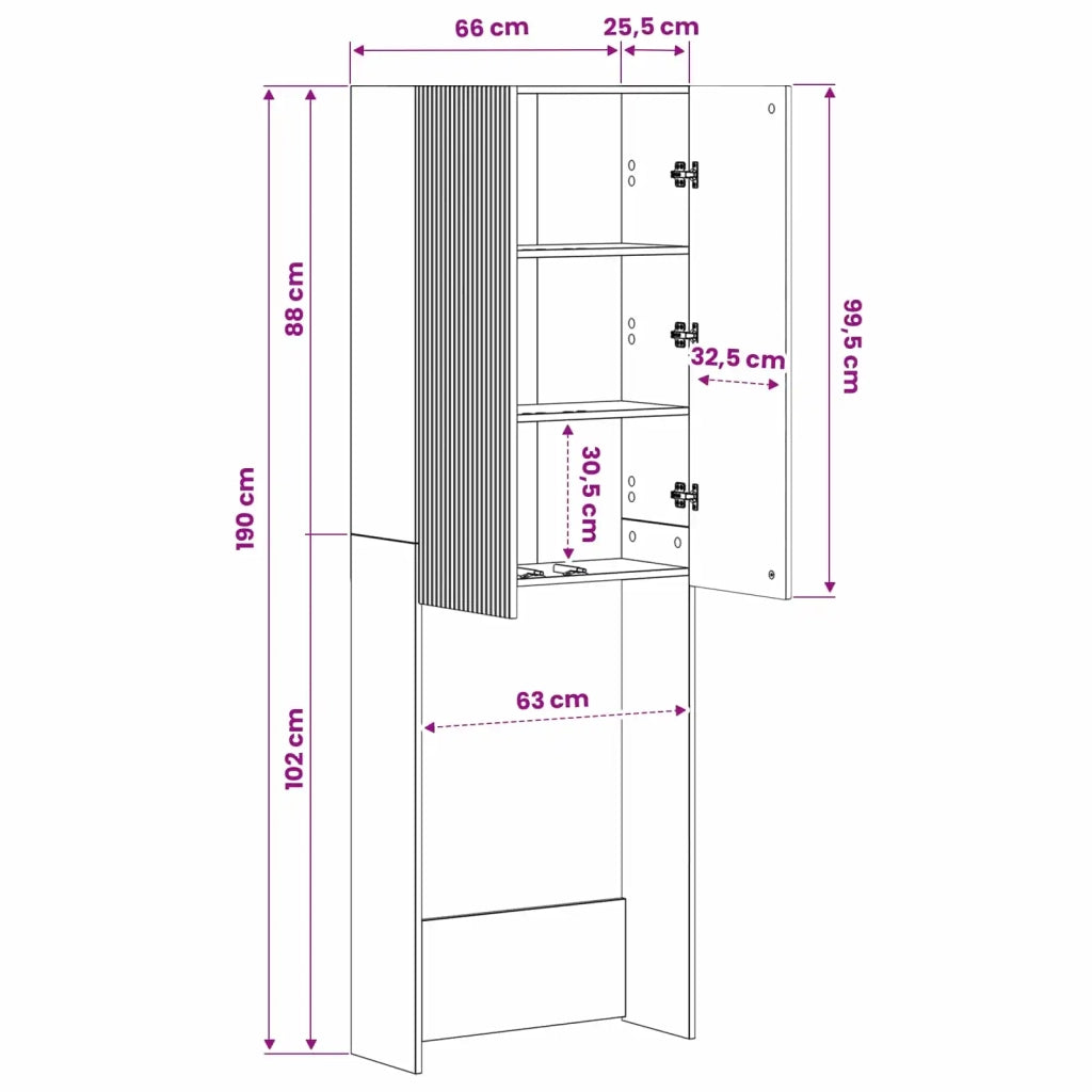 Mobile Bagno ARNHEM Legno antico 66 x 25,5 x 190 cm 896703