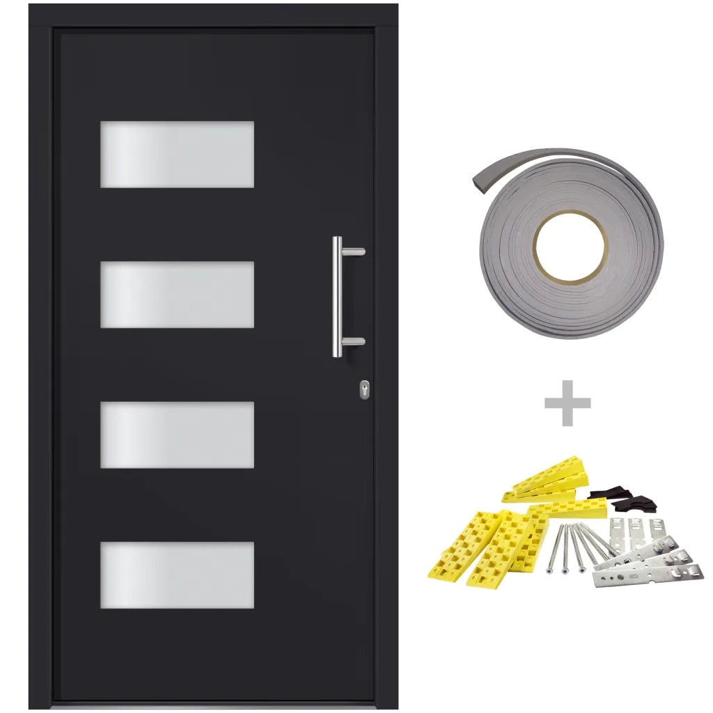Porta d'Ingresso in Alluminio e PVC Antracite 100x200 cm 3056824