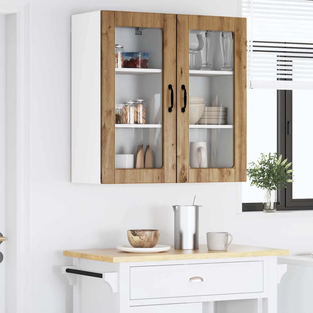 Pensile da cucina | Mobile in vetro da parete LUCCA 2 pz Rovere Artigianale