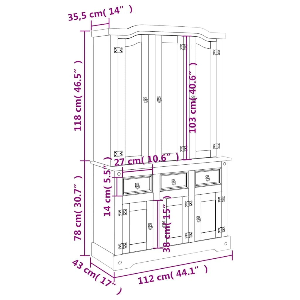 Corona 112 x 43 x 196 cm legno massello di pino marrone 02_0031748