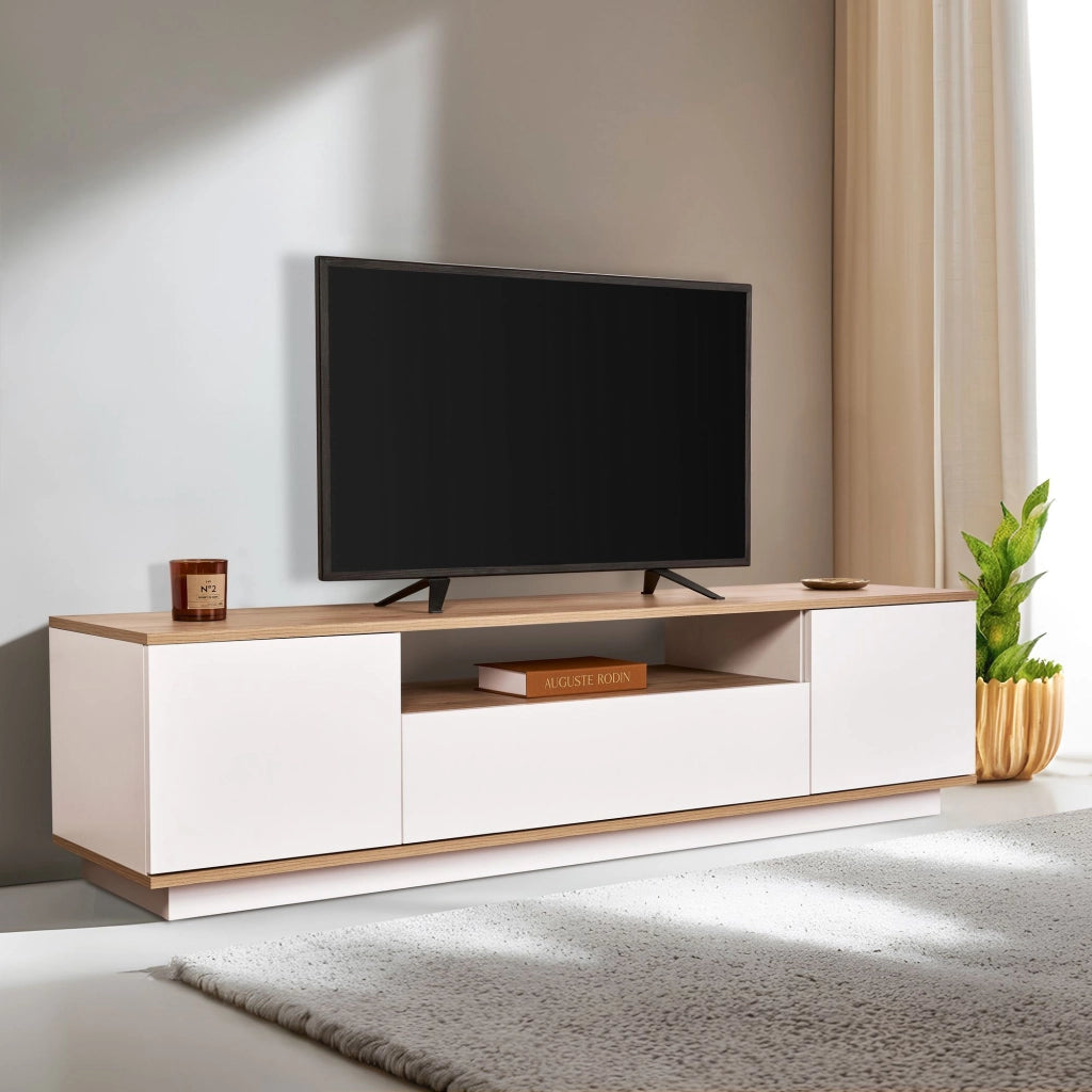 Porta TV in legno "Veramont" - 180 x 44 x 44 cm - Marrone chiaro