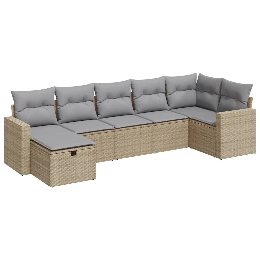 Set Divani da Giardino 7 pz con Cuscini Beige in Polyrattan 3325405
