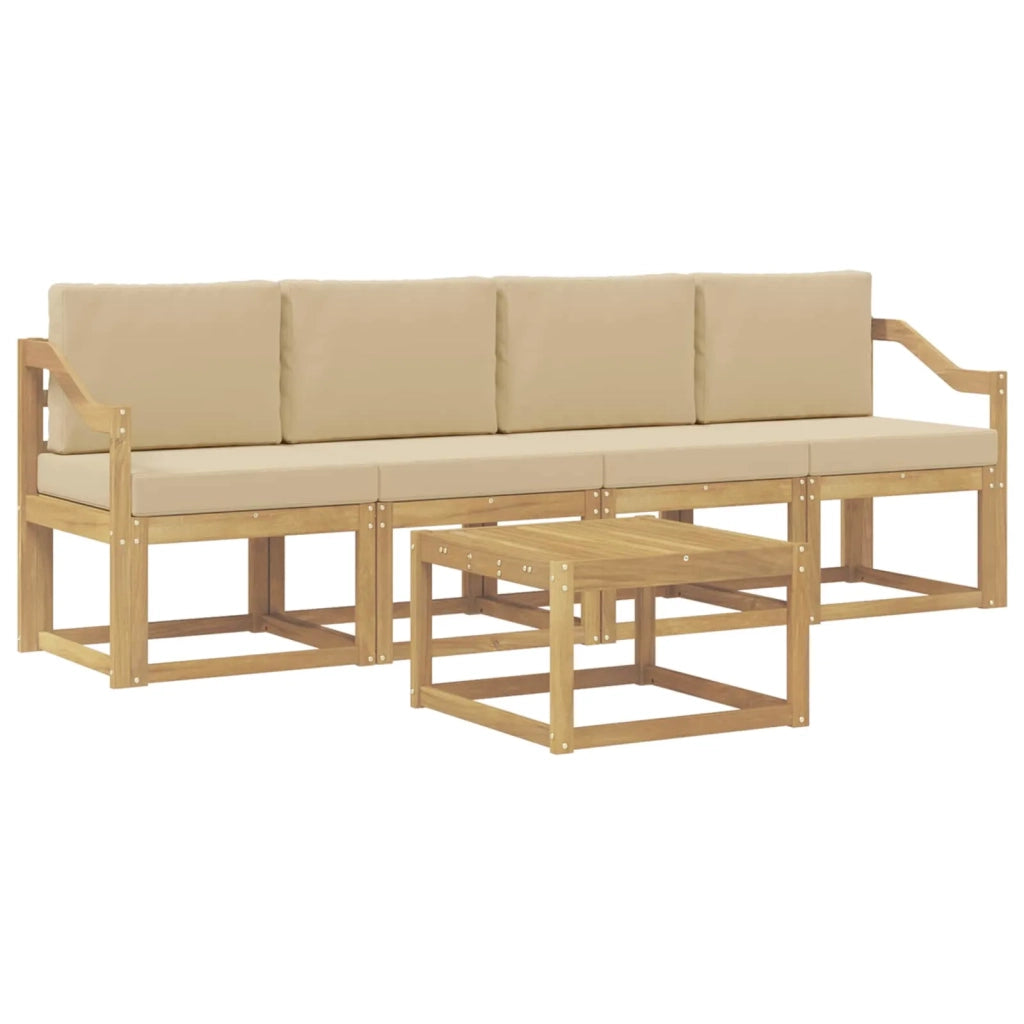 Set di divani da esterno con cuscino 5 pcs Bianco e Beige 3387227