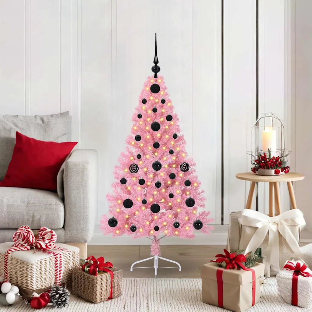 Albero di Natale artificiale con luci integrate Rosa 120 cm PVC 3397051