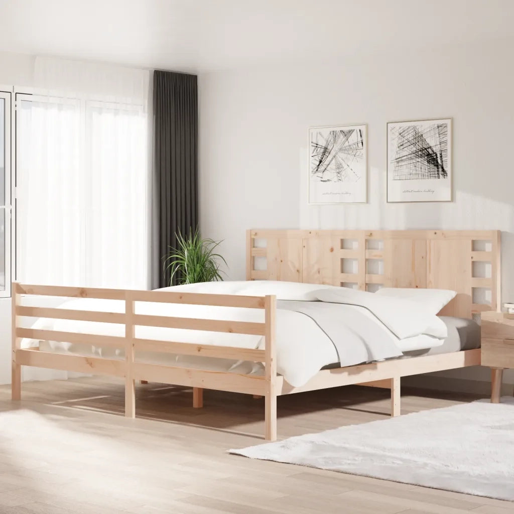 Giroletto senza Materasso-Struttura Letto 200x200 cm in Legno Massello di Pino 799573