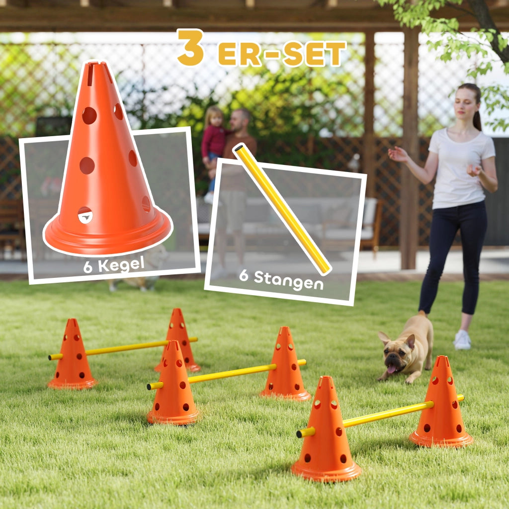 Set Agility 3 Pezzi per Cani ¨C Minimal ¨C Con 6 Coni e 3 Ostacoli in Tasca