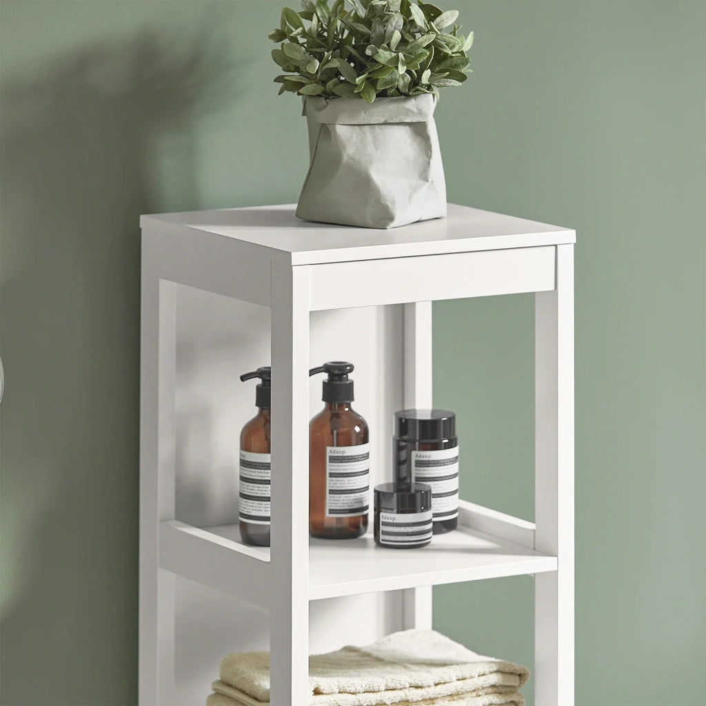 Mobiletto Bagno Colonna Bagno Cassettiera Bagno salvaspazio L30*P30*A145 cm Bianco FRG126-W