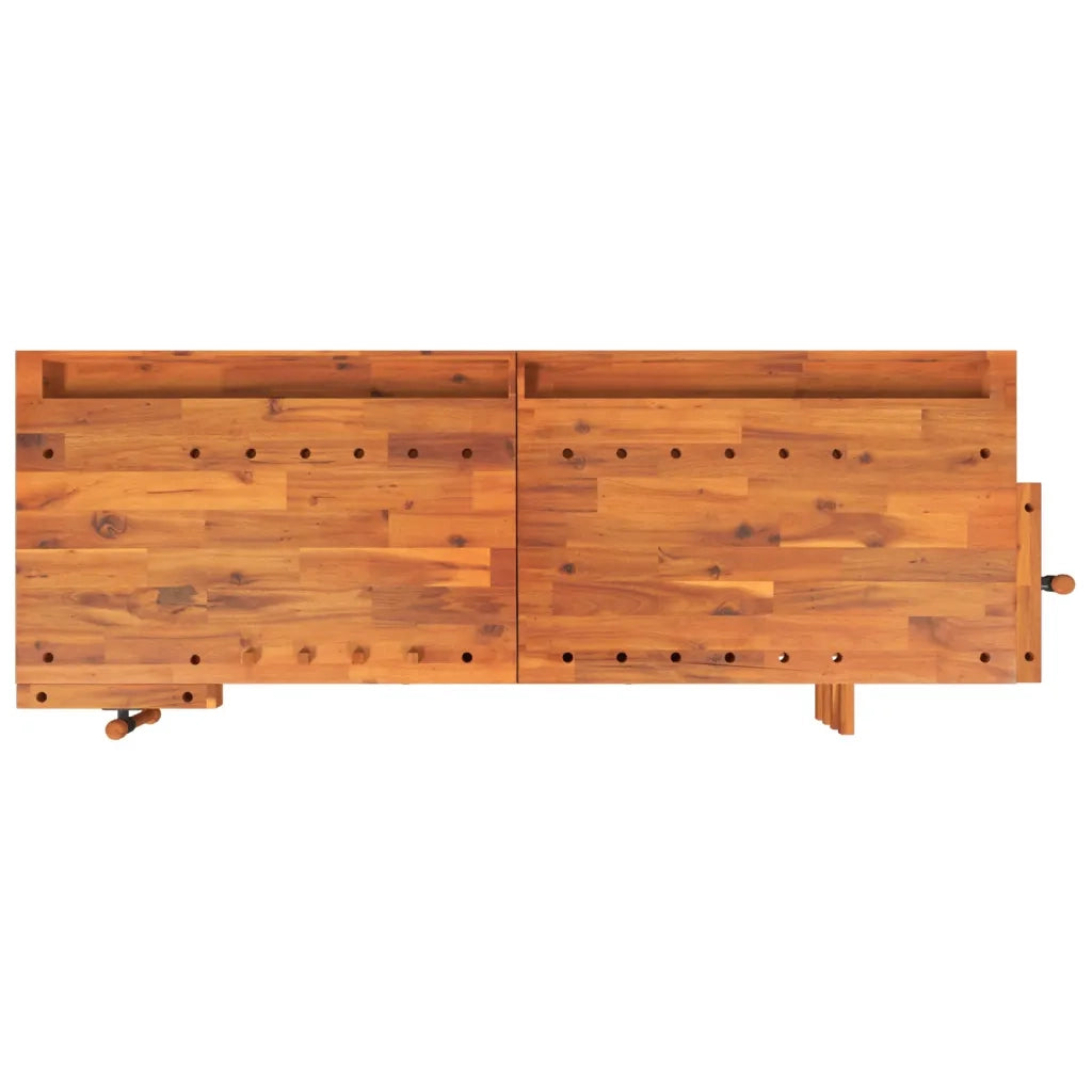Banco Lavoro Cassetti e Morse 192x62x83cm Legno Massello Acacia CFW2781588