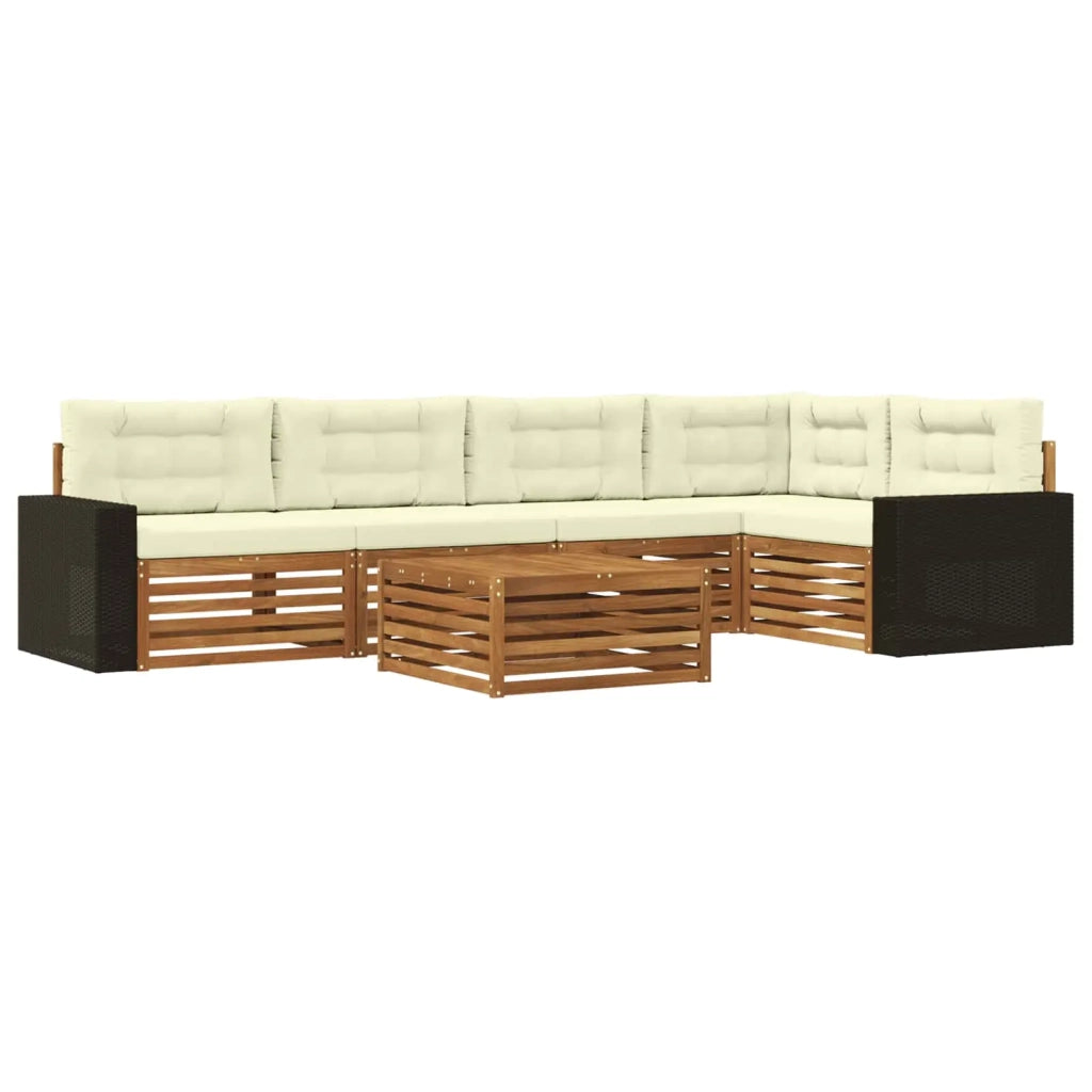 Set di divani da esterno 6 pcs Naturale e Crema 79 x 79 x 37 cm 3383393