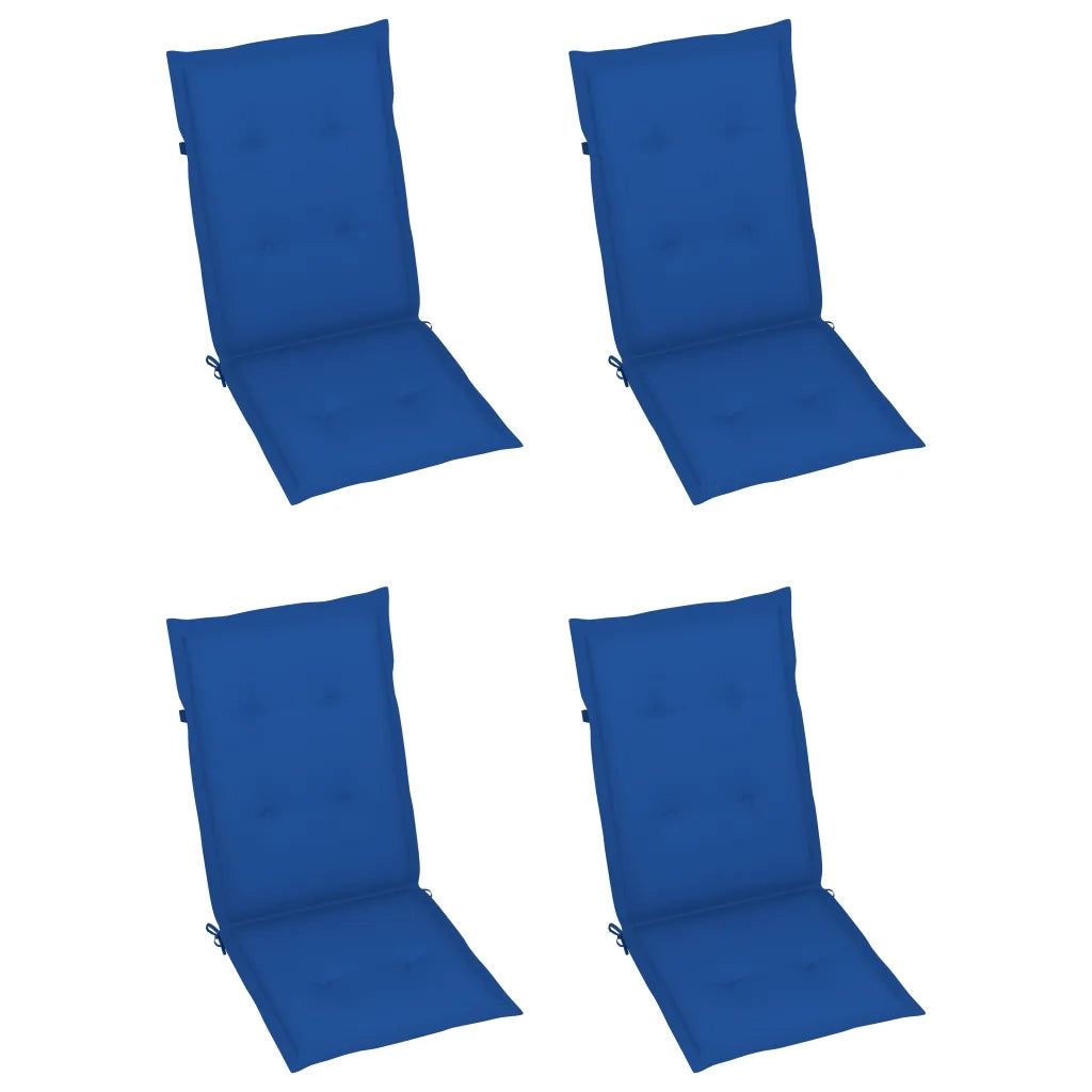 Sedie da Giardino 4 pz con Cuscini Blu Reale Massello di Teak cod mxl 7232