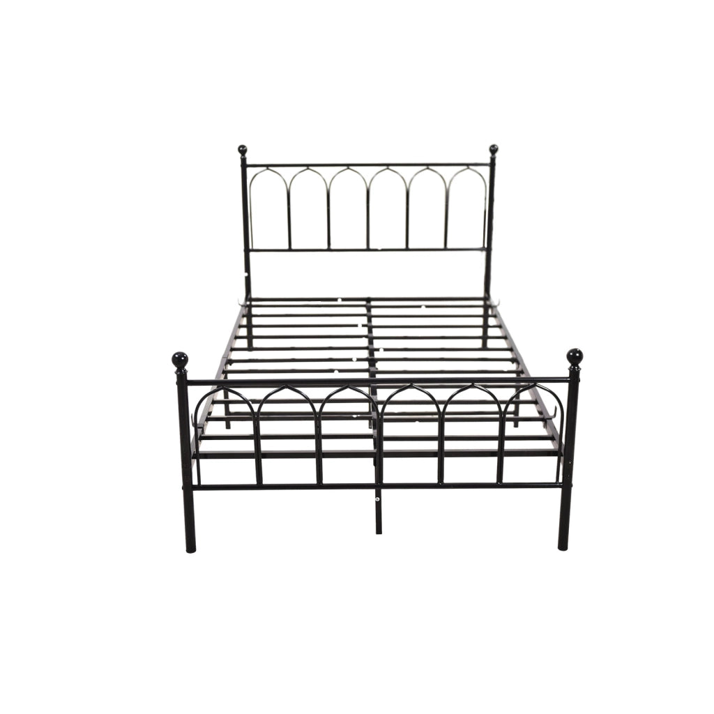 Letto in metallo nero 140x200 cm con rete a doghe e spazio contenitivo