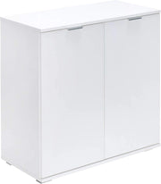 ® Cassettiera Alba 2 Ante con Ripiani 71x74x35cm Comò Armadietto Ufficio Mobiletto Bianco