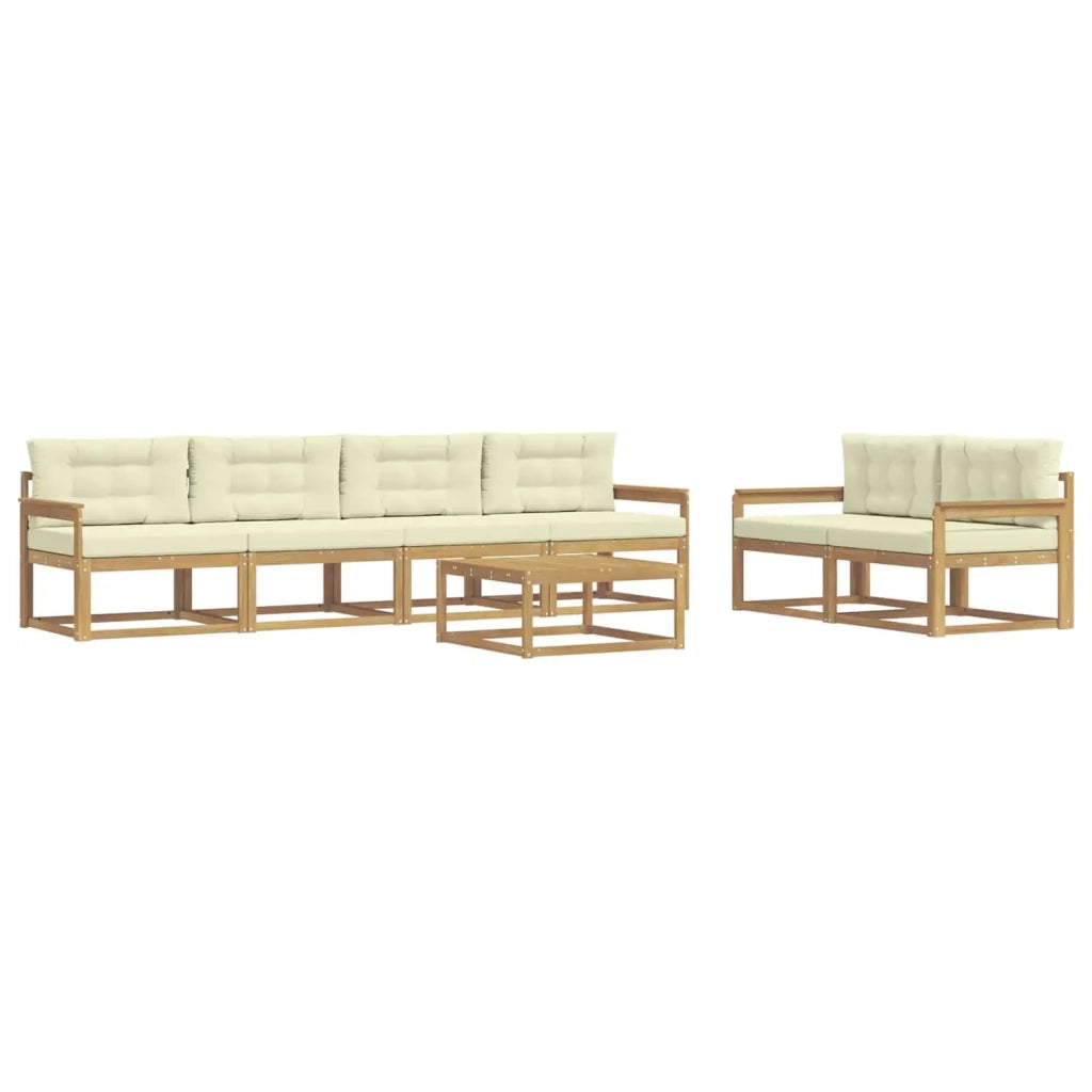 Set di divani da esterno con cuscino 6 pcs Bianco e Crema