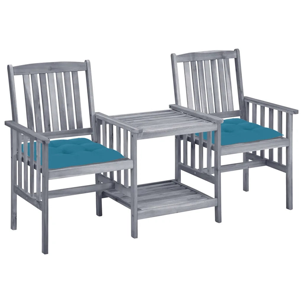 Sedie da Giardino con Cuscini e Tavolino in Massello di Acacia cod mxl 34917