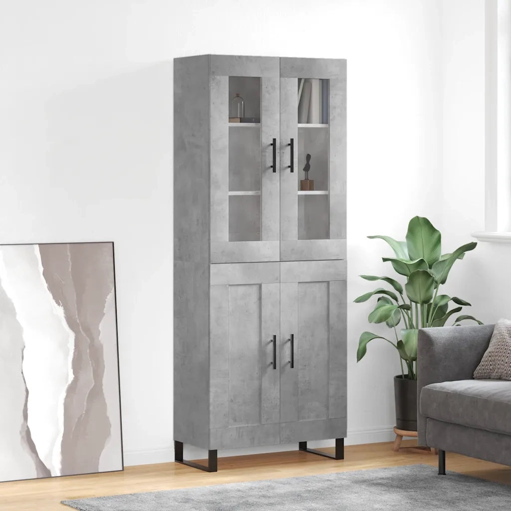 Credenza | Madia | Buffet da pranzo | Armadio da pranzo Grigio Cemento 69,5x34x180 cm in Legno Multistrato