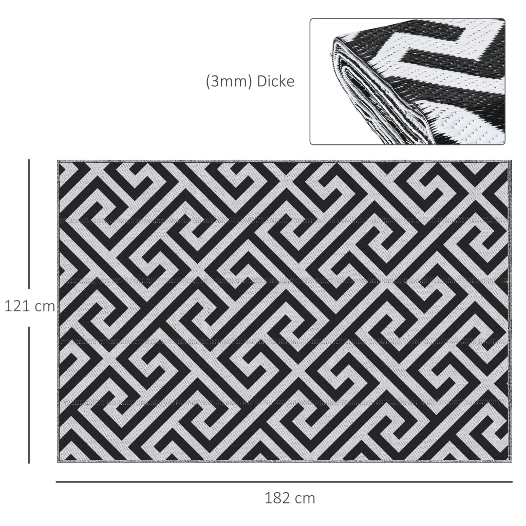 Tappeto da esterno reversibile ¨C zephmum ¨C nero e bianco 121x182 cm