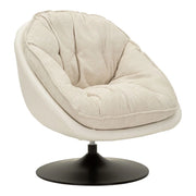 Poltrona girevole in tessuto crema con base nera