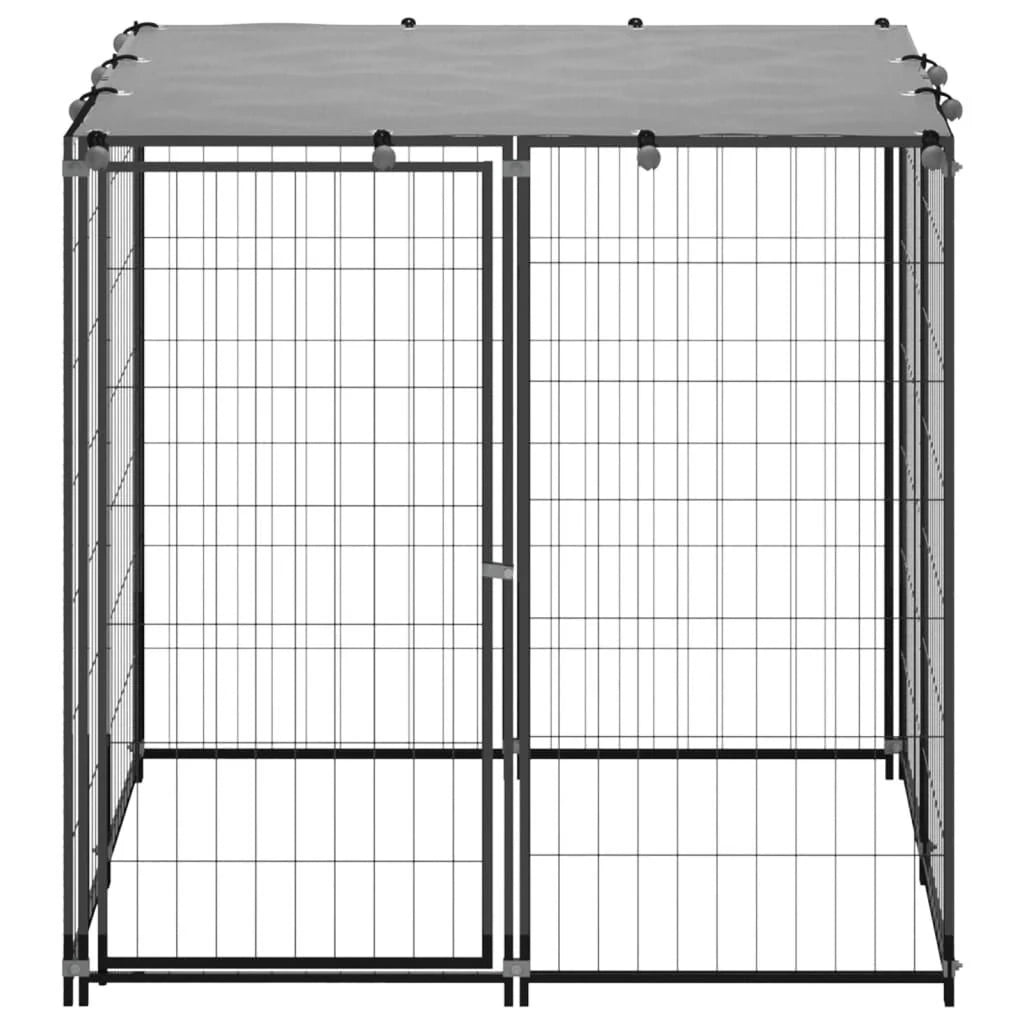 Gabbia per cani da esterno per parco animali 110 x 110 x 110 cm in acciaio nero 02_0000490