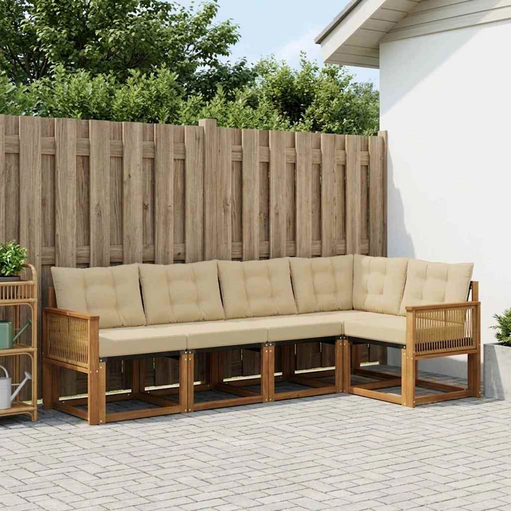 Set di divani da esterno 5 pz Naturale e Beige 3381957
