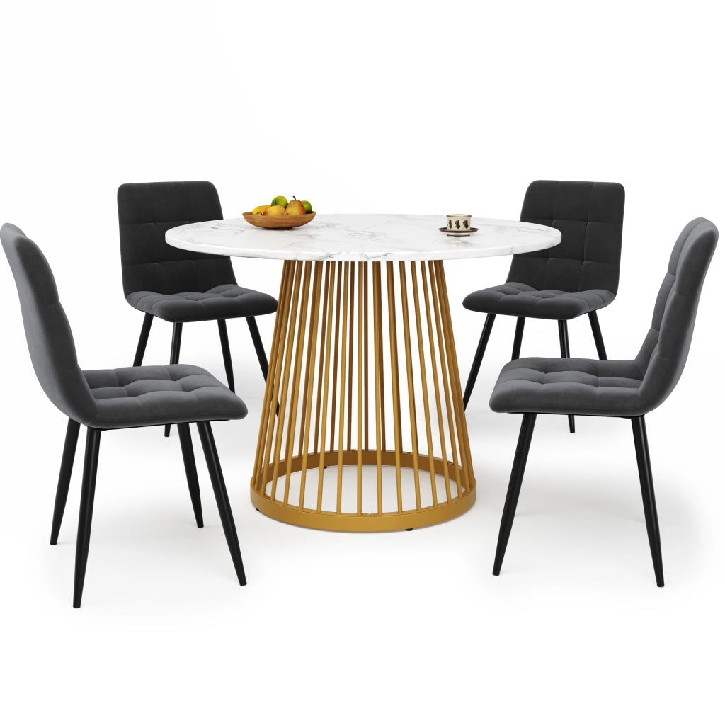Set da pranzo 5 pezzi 80 cm in MDF e metallo, multicolore, moderno