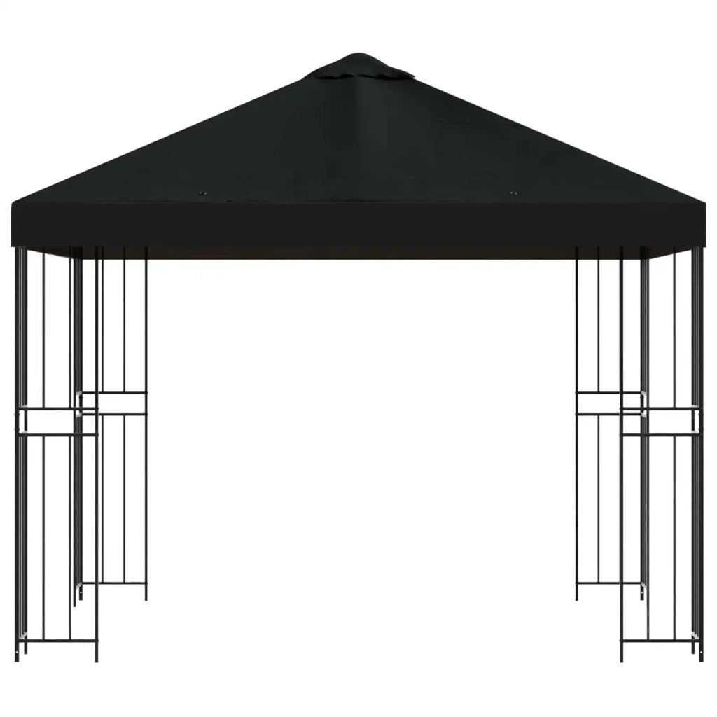Gazebo | Pergolato 3 x 3 m Nero Poliestere e Acciaio 190 gsm