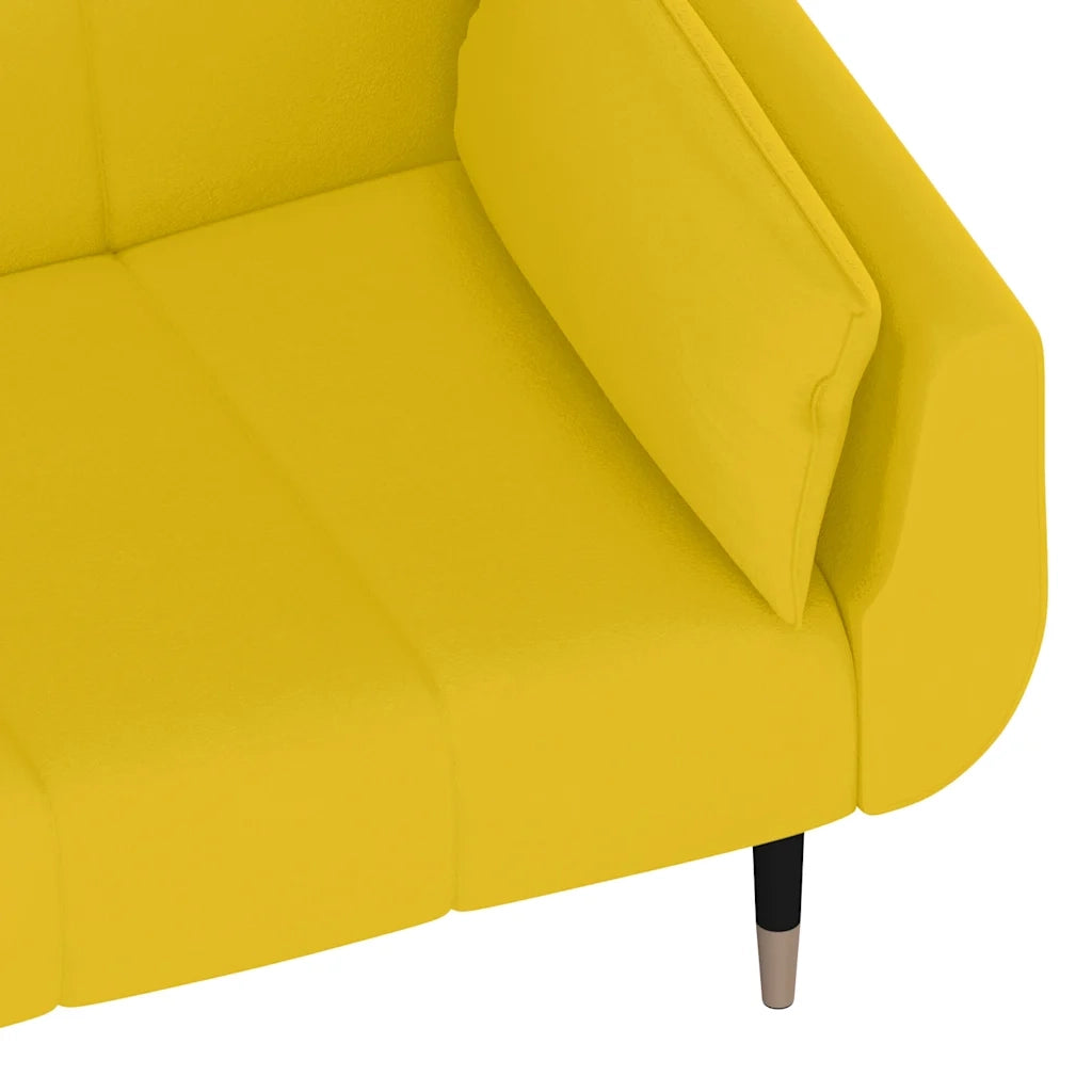 Divano Letto a 2 Posti con 2 Cuscini Giallo in Velluto 337589