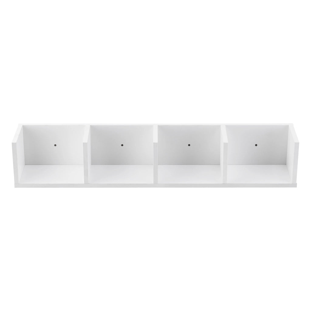 Mensola da Parete con 4 Scomparti a Forma di U Consolle Pensile 95 x 17 x 16,5 cm Portaoggetti Libreria - Bianco