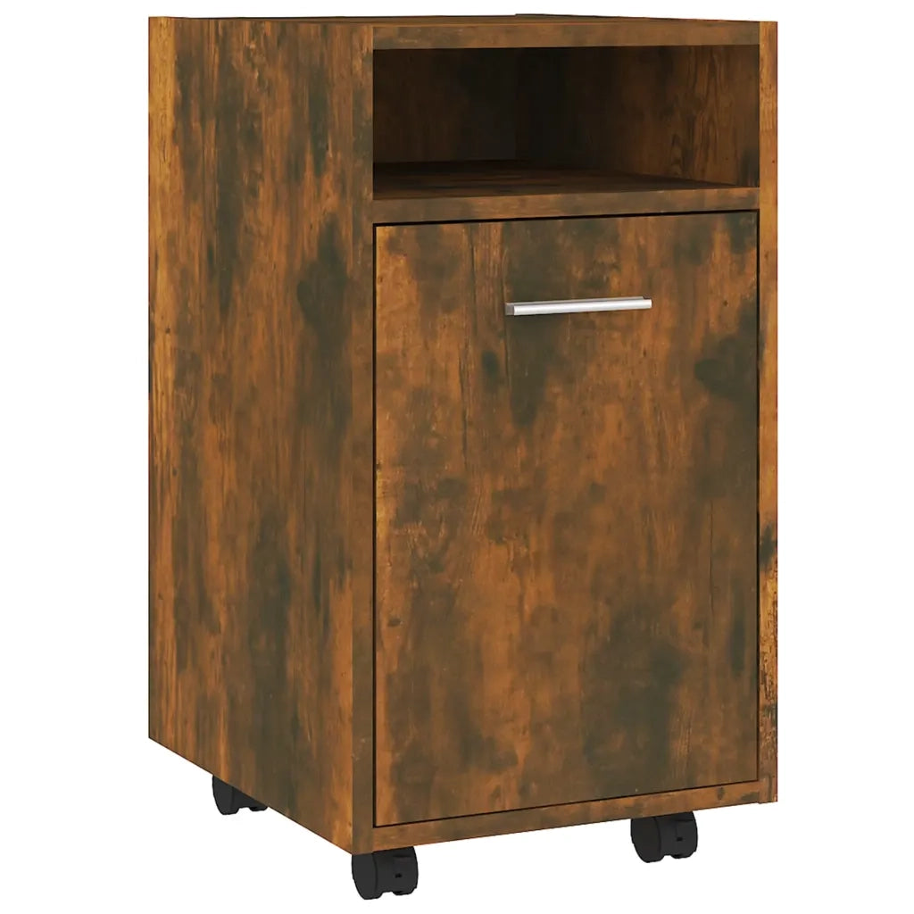 Mobiletto con Ruote Rovere Fumo 33x38x60 cm Legno Multistrato 815852
