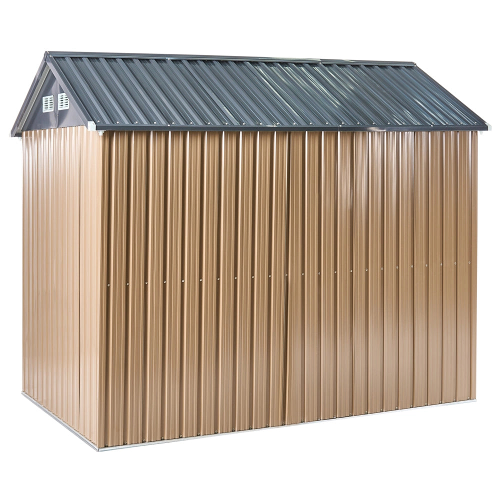 Capanno da giardino walk-in 235 x 175 cm in acciaio con chiusura a bullone resistente ai raggi UV impermeabile marrone