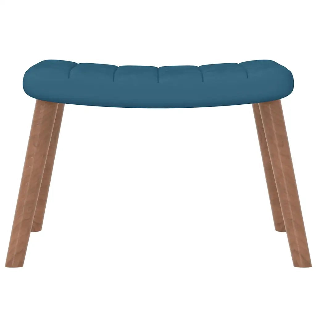 Divano Sedia-Poltrona Relax con Poggiapiedi Blu in Velluto 914536